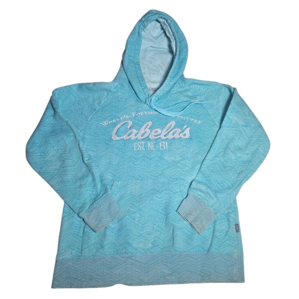 Cabelas Womens Turquoise Geometric Chevron Logo Hoodie Sweatshirt L16SH208 L